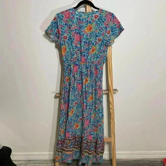 Ecowish Bohemian Floral Wrap Dress V-Neck Women’s Size Small Maxi - Picture 5 of 11